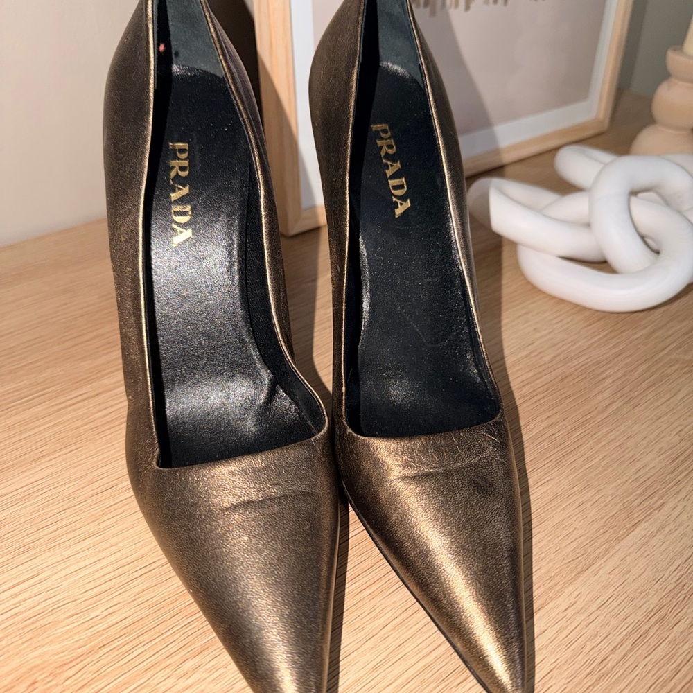 Prada Women's Metallic Gold Heels